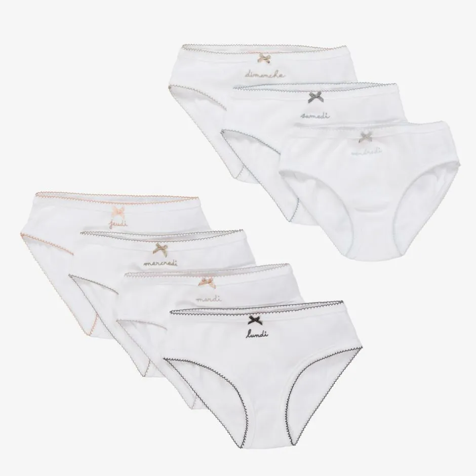 Bonpoint White Days Of The Week Cotton Knickers Gift Set Best