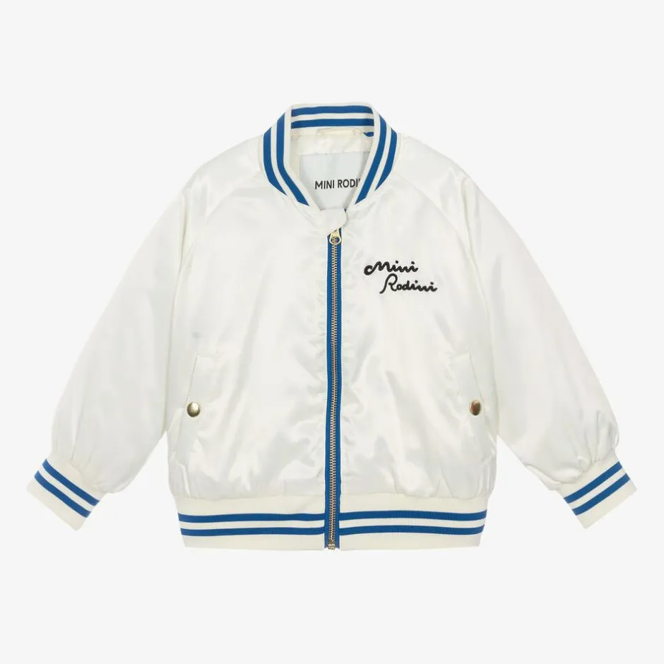 Mini Rodini White Dolphin Baseball Jacket Discount