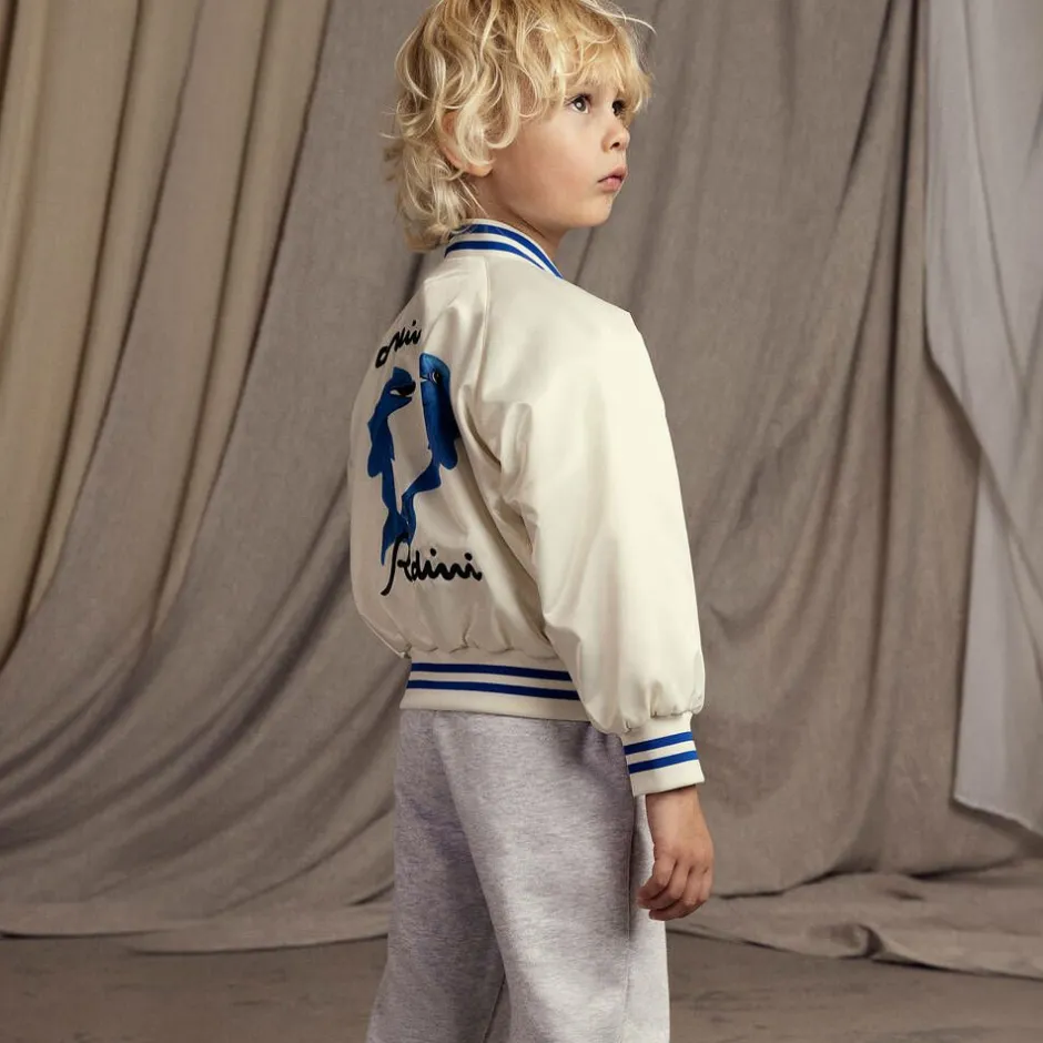 Mini Rodini White Dolphin Baseball Jacket Discount