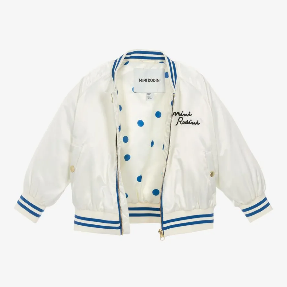Mini Rodini White Dolphin Baseball Jacket Discount
