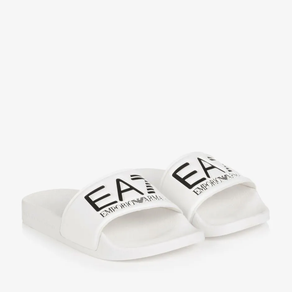EA7 Emporio Armani White EA7 Logo Sliders Best