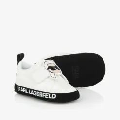 KARL LAGERFELD KIDS White Faux Leather Baby Trainers Online