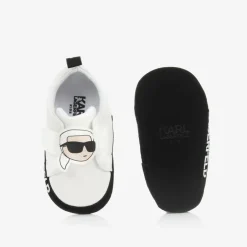 KARL LAGERFELD KIDS White Faux Leather Baby Trainers Online