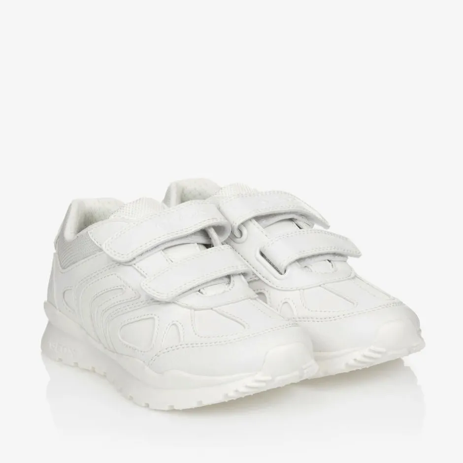 Geox White Faux Leather Trainers Discount