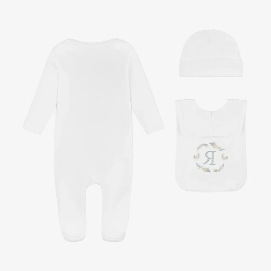 Paint My Dreams White Feather Personalised Babysuit Gift Set Discount