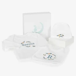 Paint My Dreams White Feather Personalised Babysuit Gift Set Discount