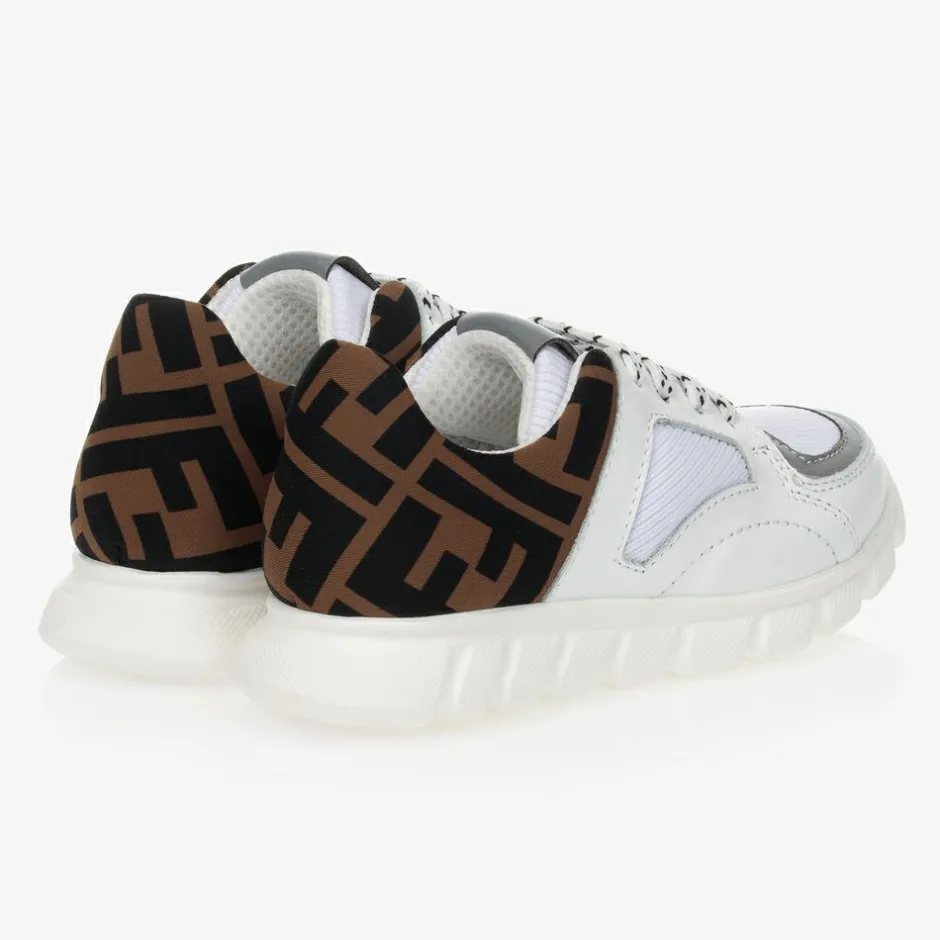 Fendi White FF Leather Trainers Online