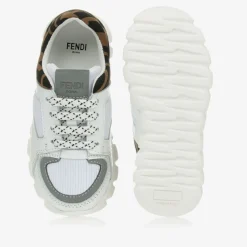 Fendi White FF Leather Trainers Online
