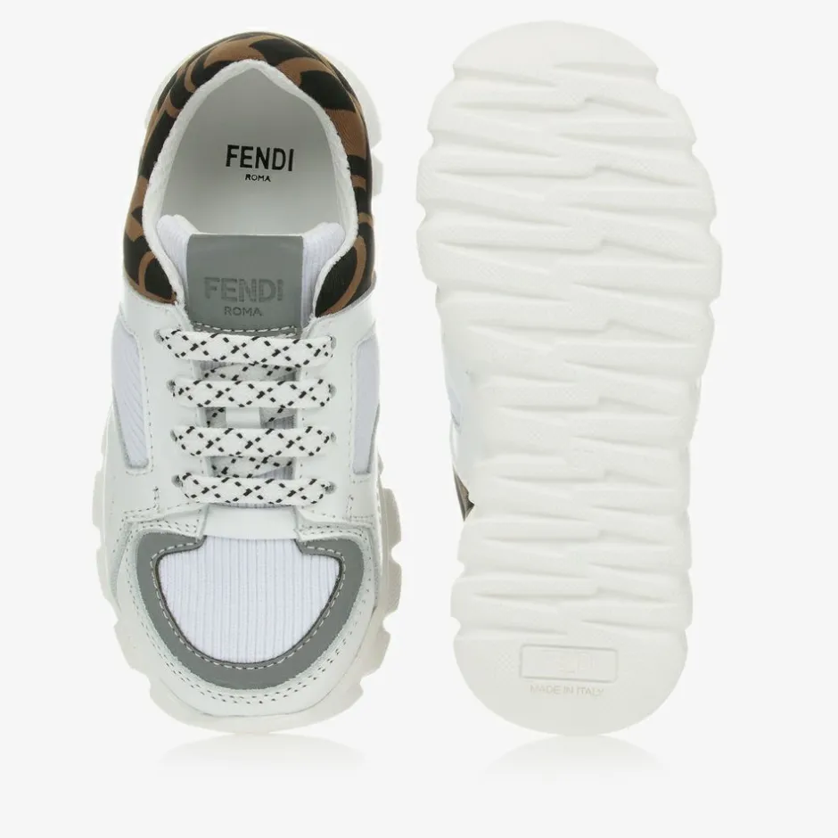 Fendi White FF Leather Trainers Online