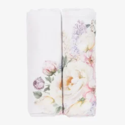 Sofija White Floral Muslin Cloths (2 Pack) Sale