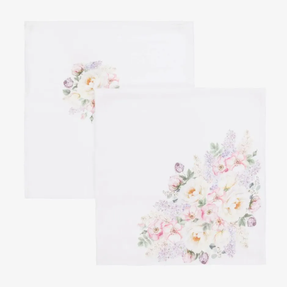 Sofija White Floral Muslin Cloths (2 Pack) Sale