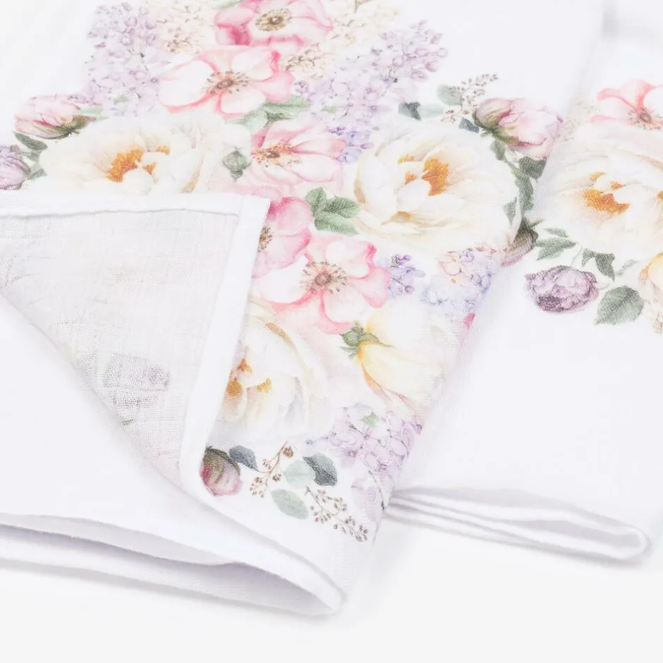 Sofija White Floral Muslin Cloths (2 Pack) Sale