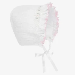 Sarah Louise White Hand-Smocked Bonnet New