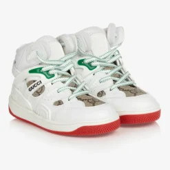 Gucci White High-Top Basket Sneakers New