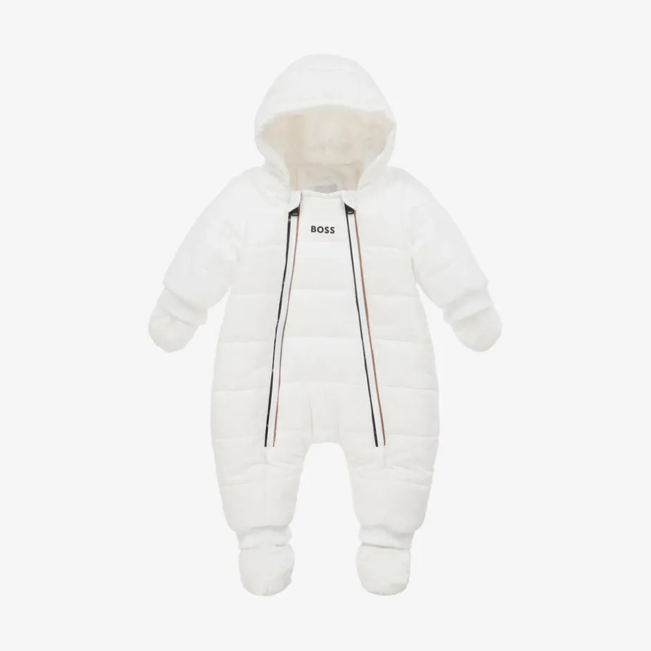 BOSS White Hooded Baby Snowsuit Hot