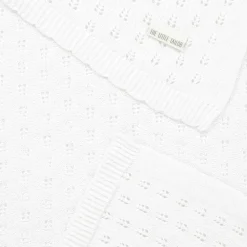 The Little Tailor White Knitted Baby Blanket (108cm) Sale