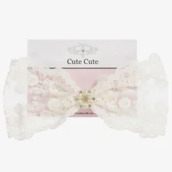 Cute Cute White Lace Bow Headband (24cm) New