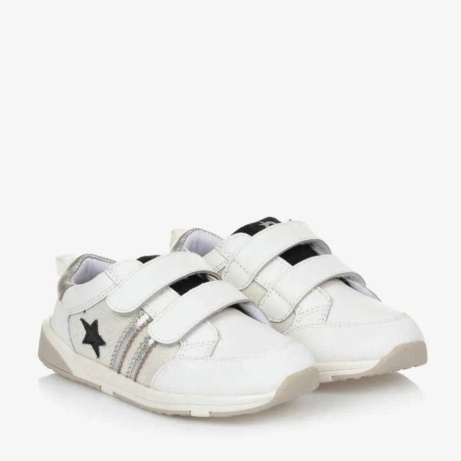 Old Soles White Leather & Mesh Velcro Trainers Discount