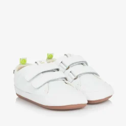Tip Toey Joey White Leather Baby Trainers New