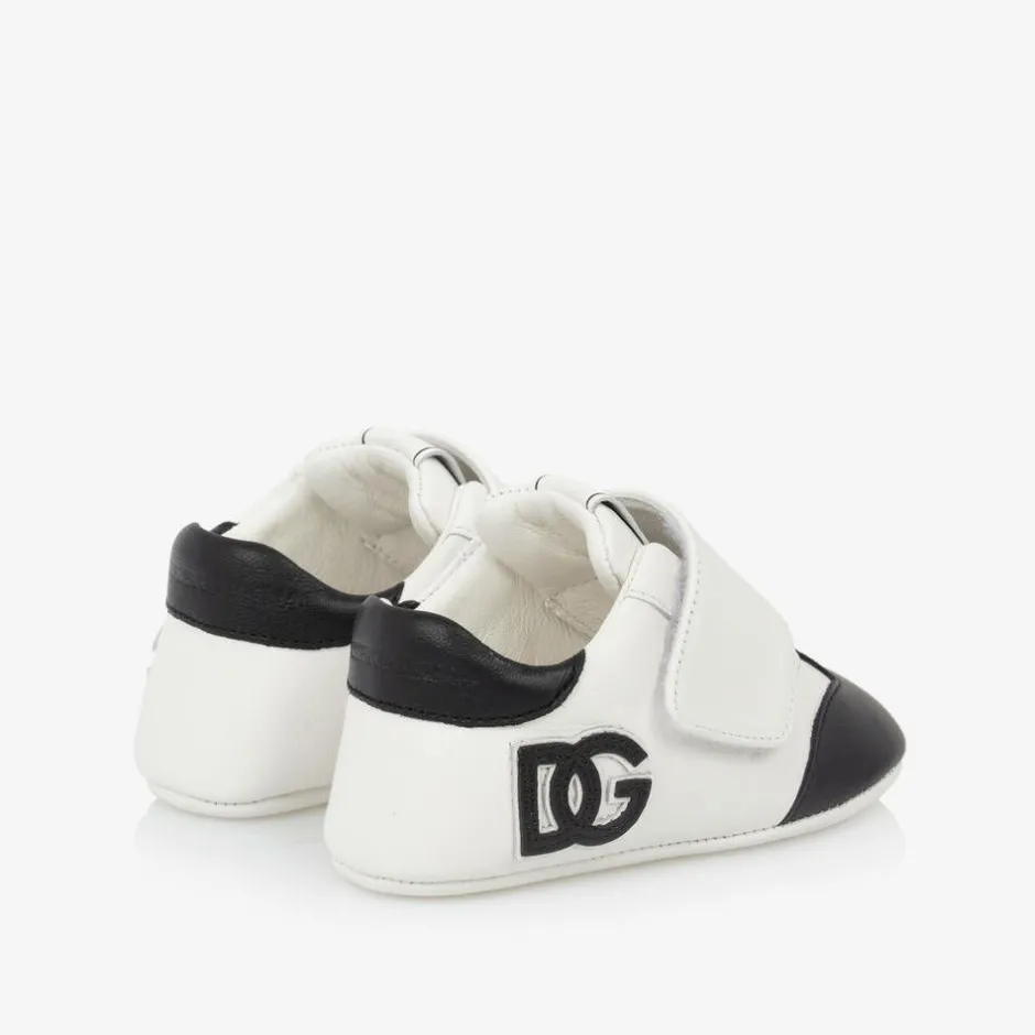 Dolce amp; Gabbana White Leather DG Pre-Walker Trainers Outlet