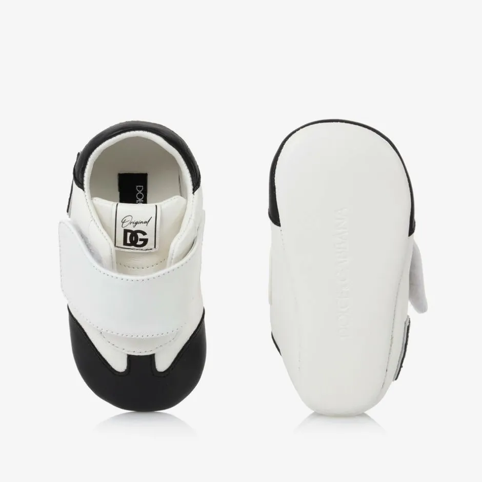 Dolce amp; Gabbana White Leather DG Pre-Walker Trainers Outlet
