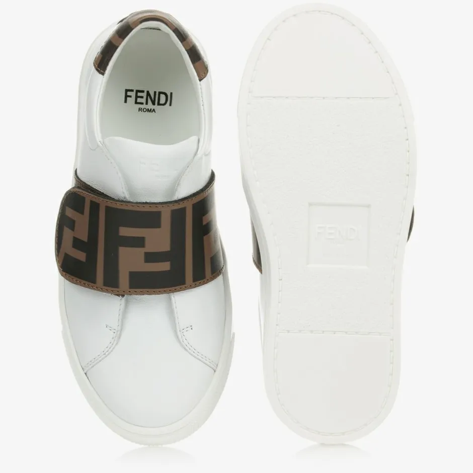 Fendi White Leather FF Trainers Sale