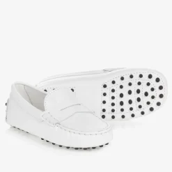 Tods White Leather Gommino Moccasins Hot