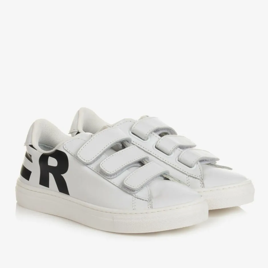 Moncler Enfant White Leather Logo Trainers Best