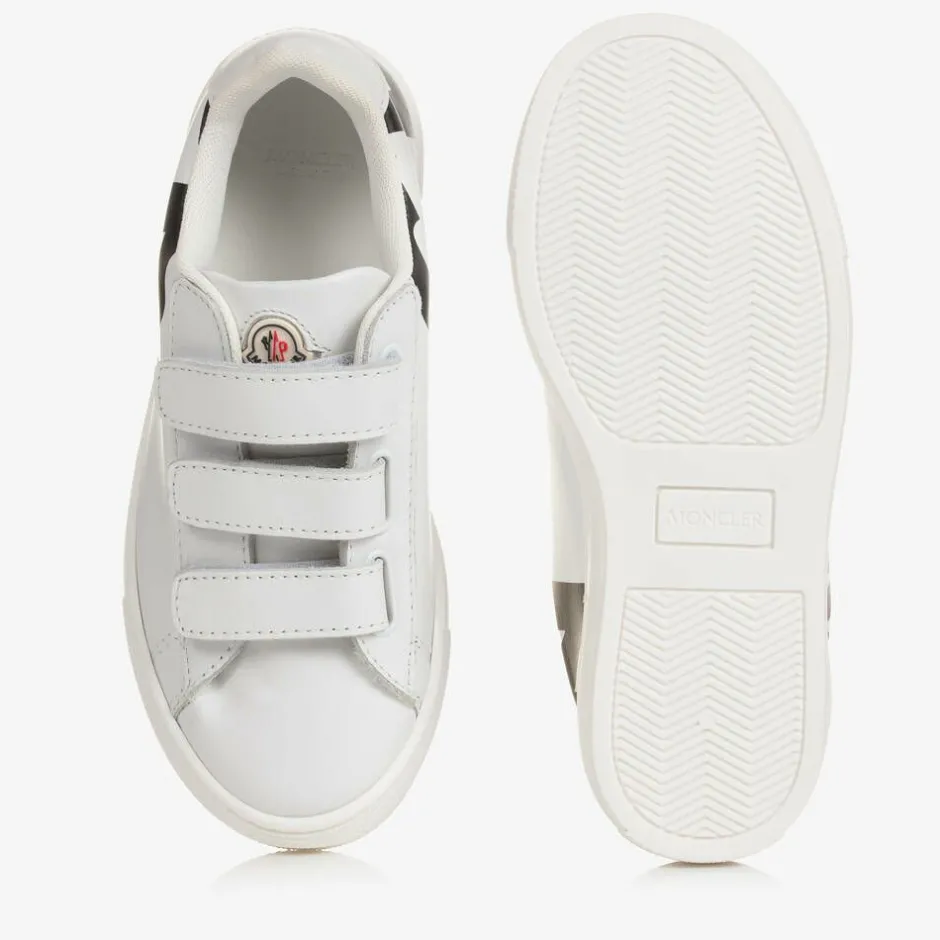 Moncler Enfant White Leather Logo Trainers Best