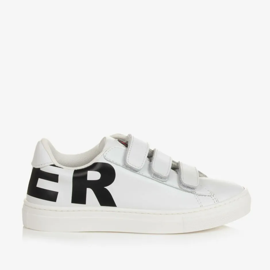 Moncler Enfant White Leather Logo Trainers Best