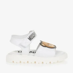 Moschino Kid-Teen White Leather Teddy Bear Baby Sandals Best