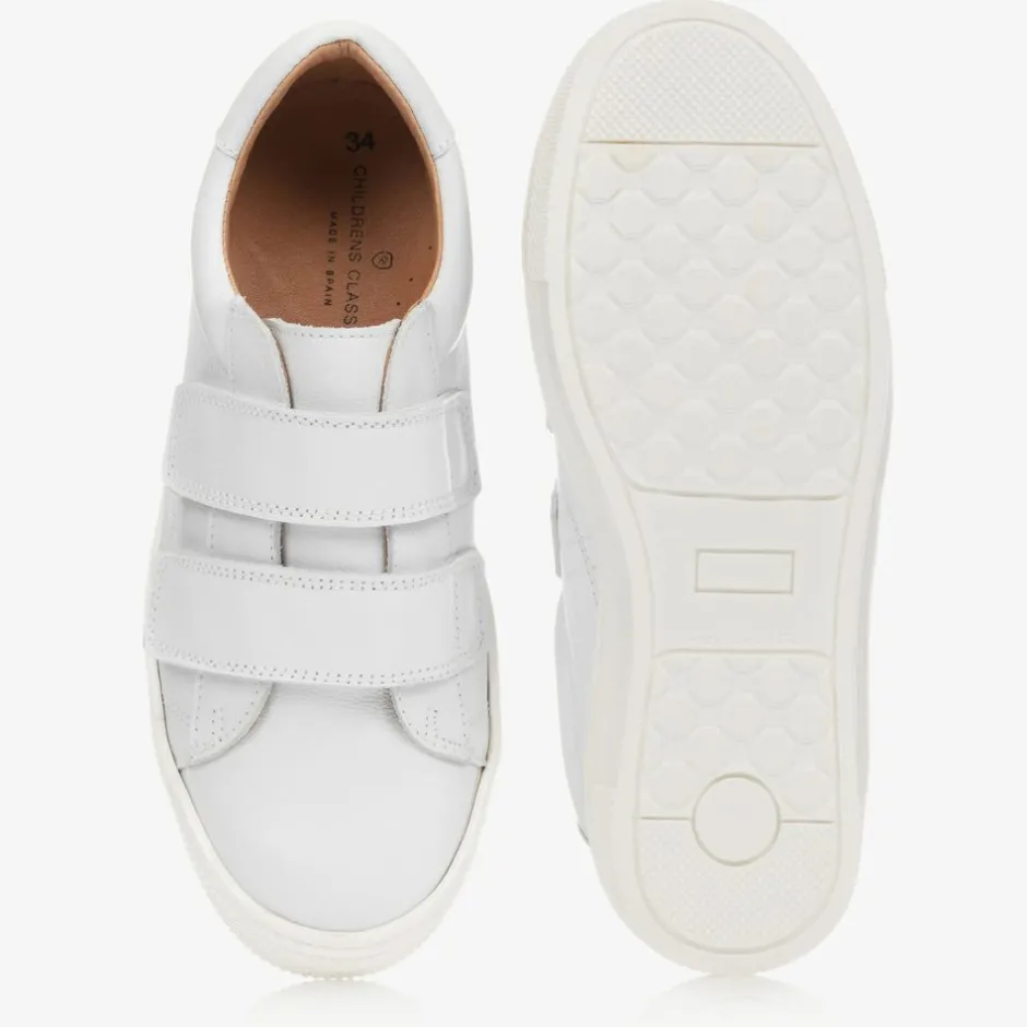 Childrens Classics White Leather Trainers Hot