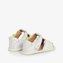 Tip Toey Joey White Leather Velcro Sandals Discount