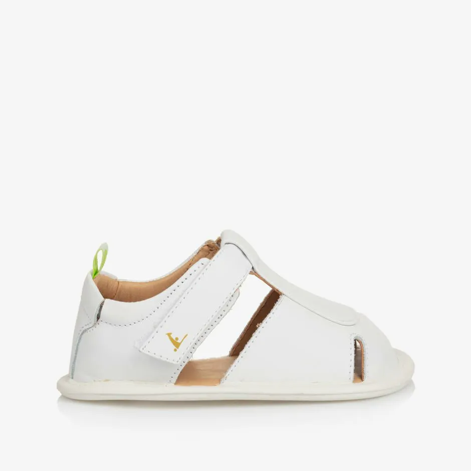 Tip Toey Joey White Leather Velcro Sandals Discount