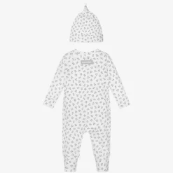 Burberry White Mini Bear Babysuit Set