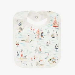 Ralph Lauren White Nautical Print Cotton Baby Bib Sale