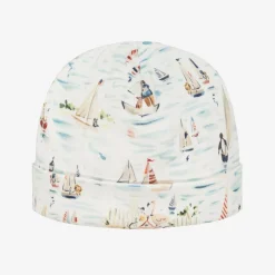 Ralph Lauren White Nautical Print Cotton Baby Hat