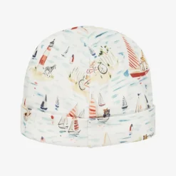 Ralph Lauren White Nautical Print Cotton Baby Hat