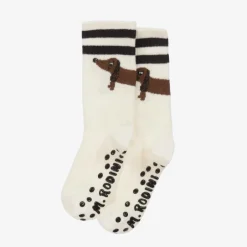 Mini Rodini White Organic Cotton Anti-Slip Socks New