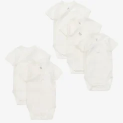 Petit Bateau White Organic Cotton Bodyvests (5 Pack) Outlet