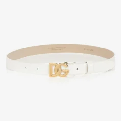 Dolce amp; Gabbana White Patent Leather DG Logo Belt Best