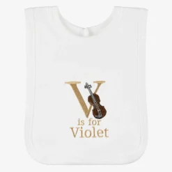 Paint My Dreams White Personalised 'V' Initial Bib