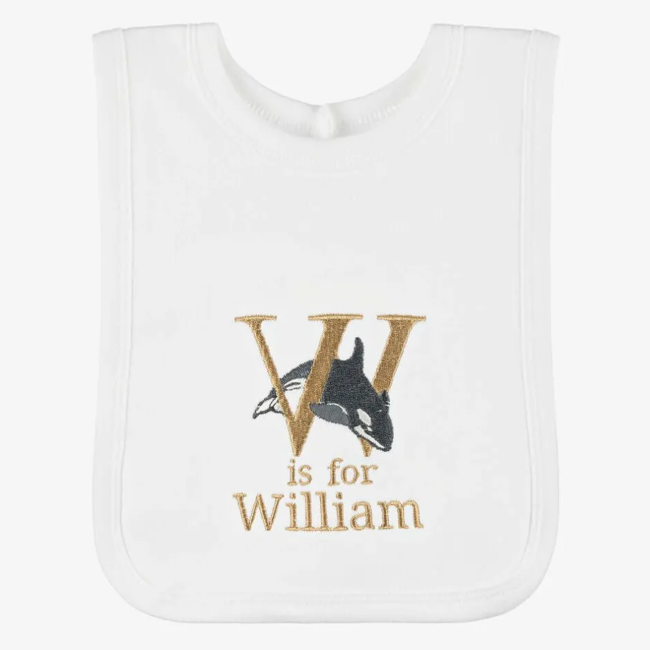 Paint My Dreams White Personalised 'W' Initial Bib