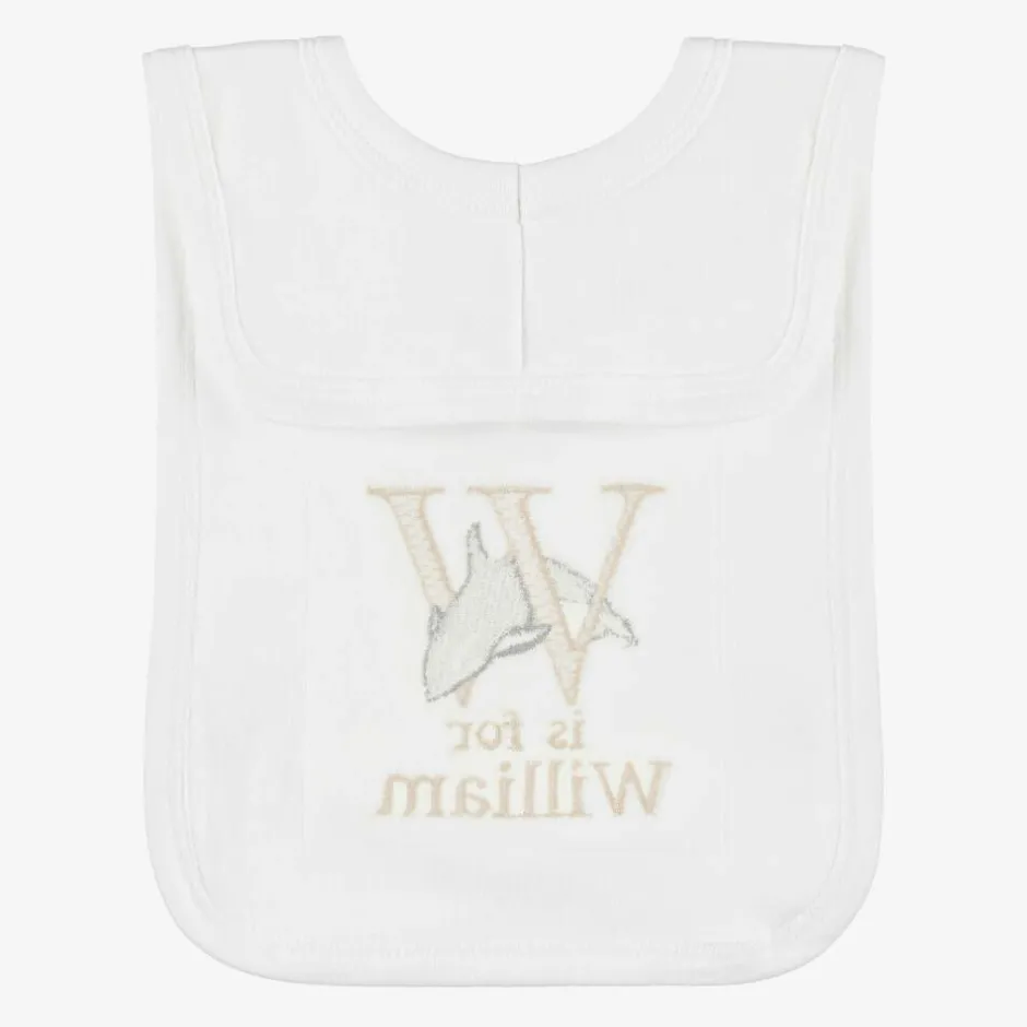 Paint My Dreams White Personalised 'W' Initial Bib