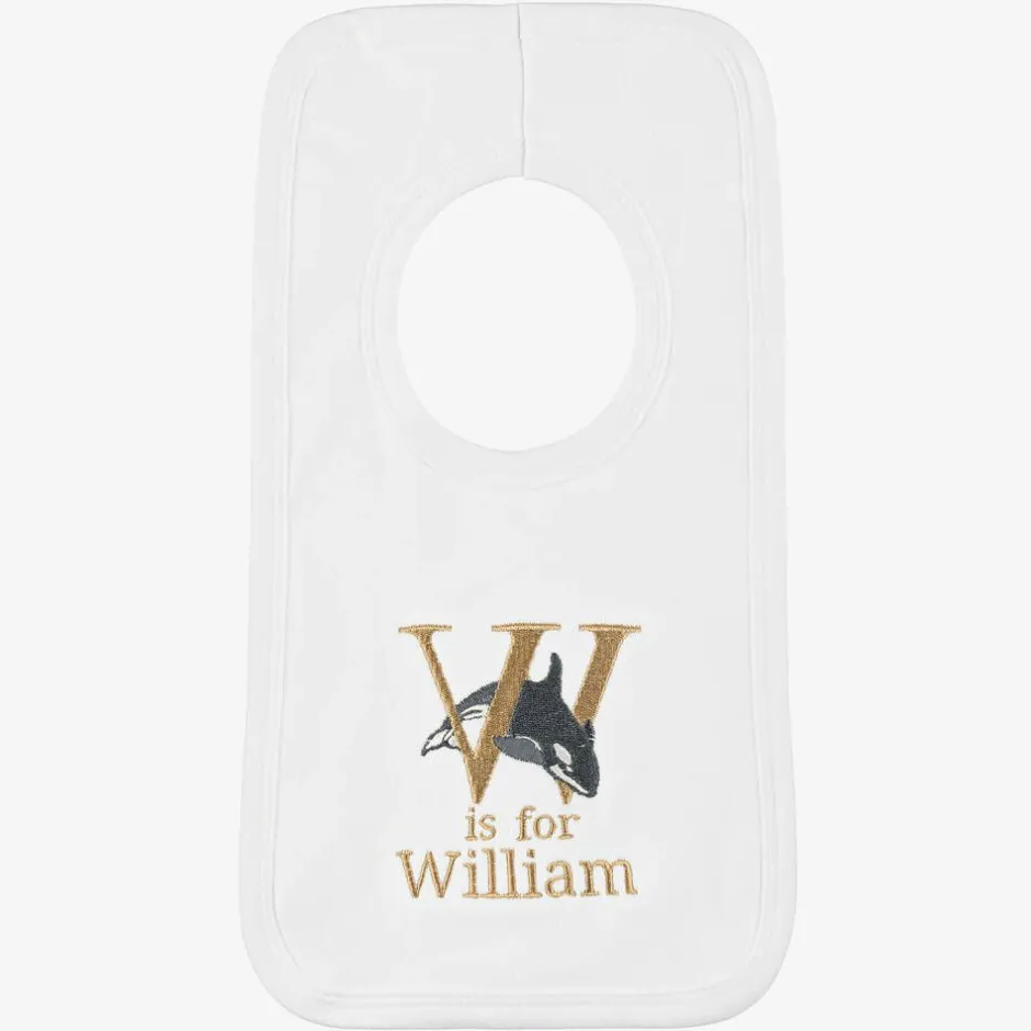 Paint My Dreams White Personalised 'W' Initial Bib