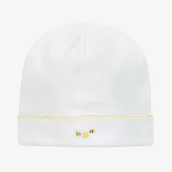 Kissy Kissy White Pima Cotton Bee Hive Baby Hat Best