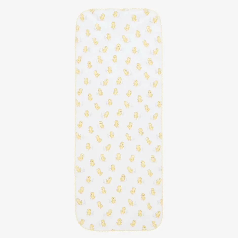 Kissy Kissy White Pima Cotton Cheery Chicks Burp Cloth (49cm) Hot