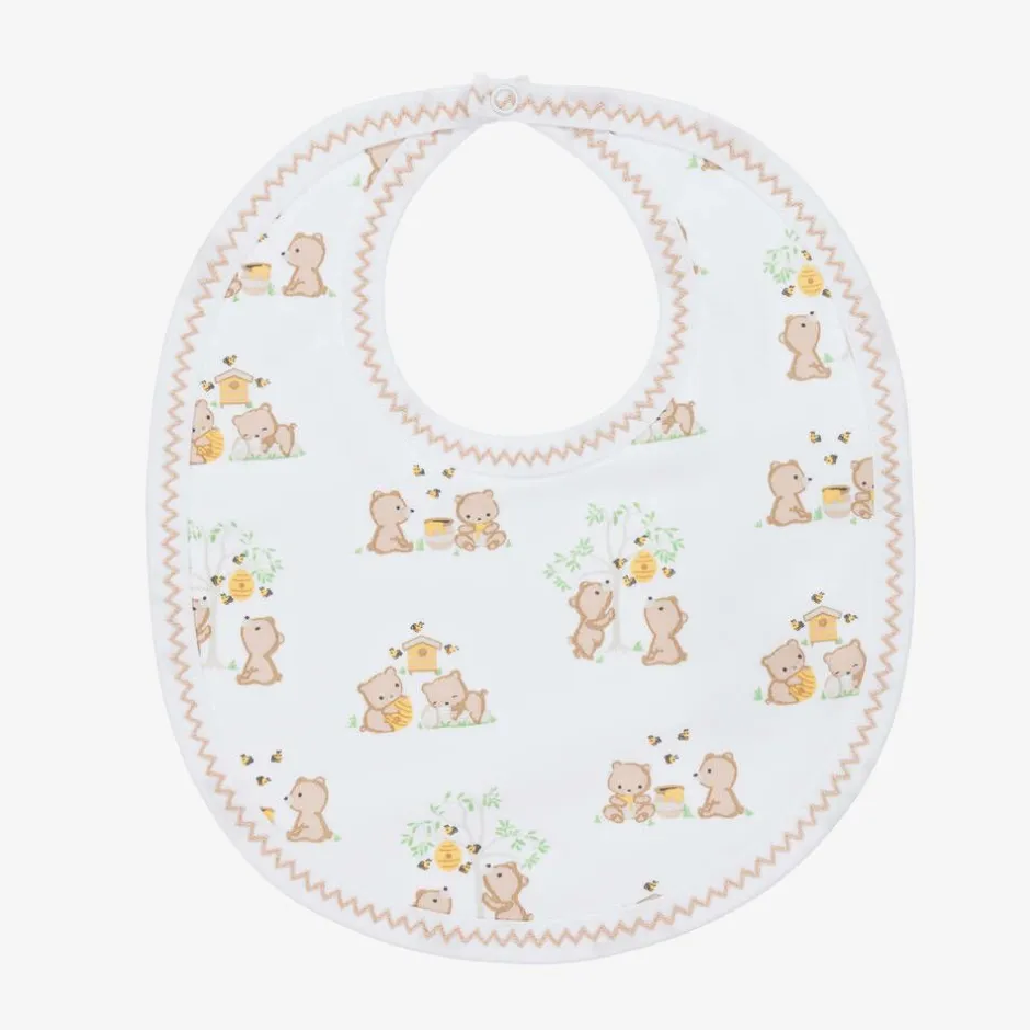 Kissy Kissy White Pima Cotton Honey Bear Cubs Bib Discount
