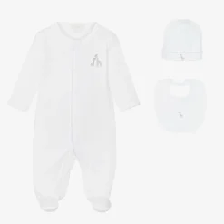 Kissy Kissy White Pima Giraffe Glee Babygrow Set