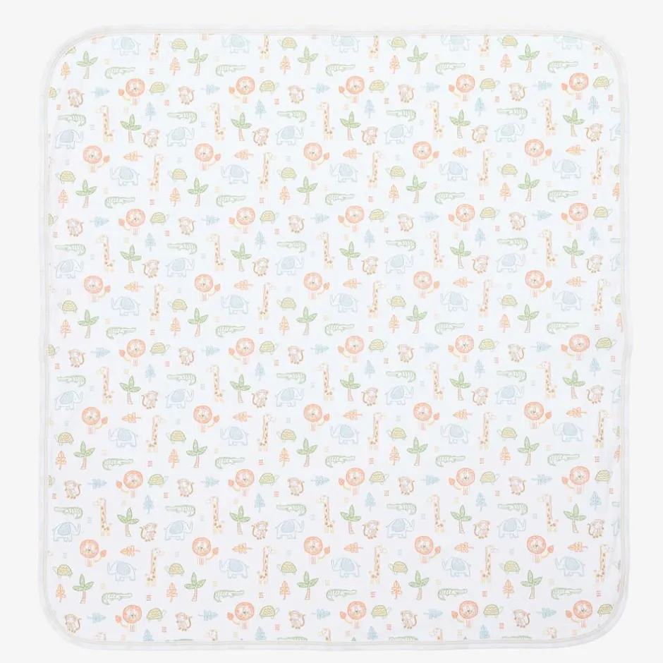 Kissy Kissy White Pima Jungle Adventure Blanket (72cm) New